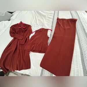 3 piece Nine West Rust Ensemble.  Beautiful knit set.  Perfect for Autumn.